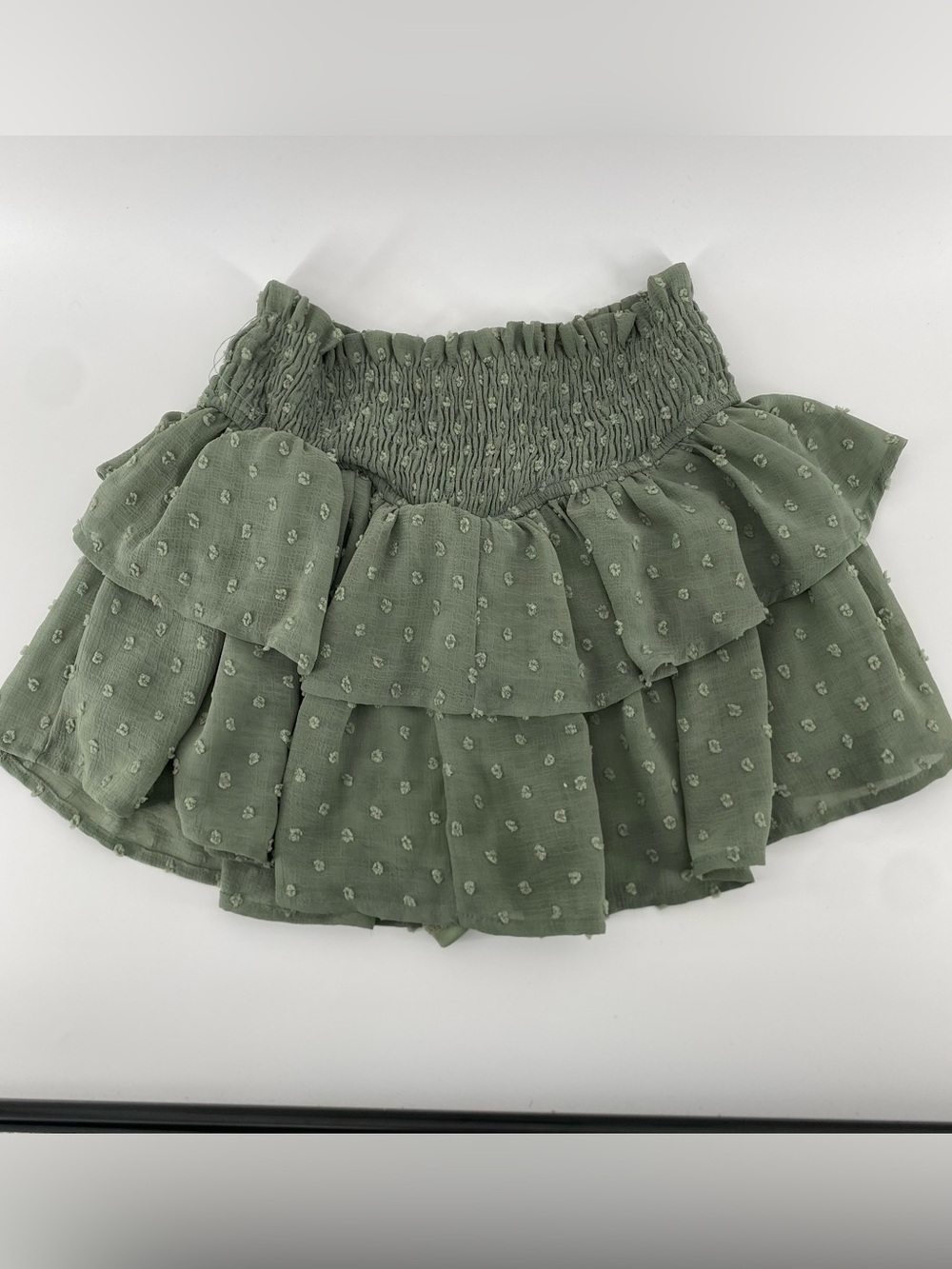 Altar'd State Olive Green Smocked Tiered Ruffle Skirt